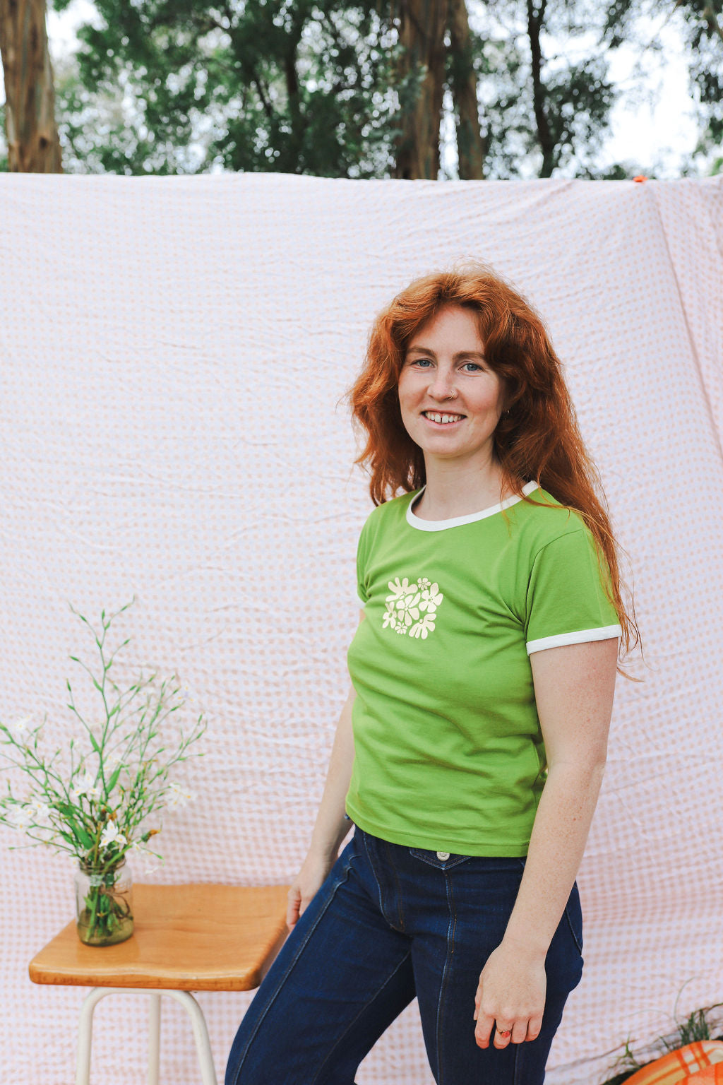 FLOWERS Fitted T-shirt - Green